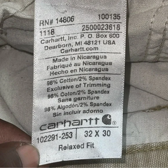 Carhartt Men’s Dungarees Rugged Flex Relaxed Fit Work Pants Khaki Tan 102291 253 - Picture 14 of 16